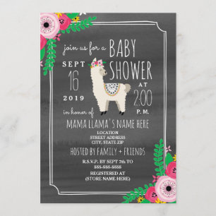 Boho Llamamörk - grå vattenfärgbaby showerinbjudan Inbjudningar