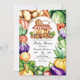 Boho Locally Grown Farmers Market Baby Shower Inbjudningar