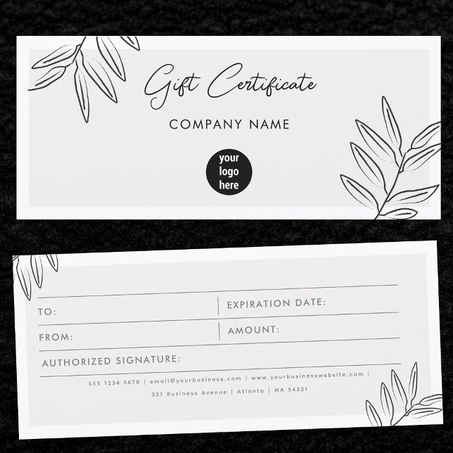 Boho Löv Business Logotyp Gift Certificate-kupong (Boho Leaves Business Logo Gift Certificate Voucher)