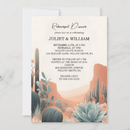 Boho Löv Desert Cacti Succult Rehearsal Middag Inbjudningar