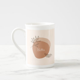 Boho löv-design med eget namn benporslin mugg