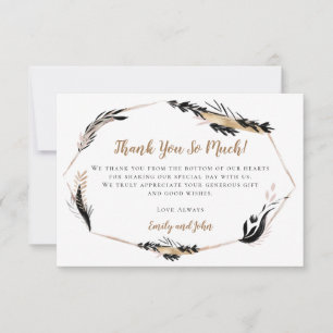Boho Löv & Feathers Guld Geometric/Ditt foto Tack Kort