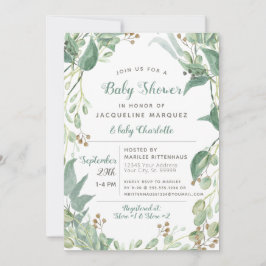 BOHO Löv Foliage Eucalyptus Greenery Baby Shower Inbjudningar