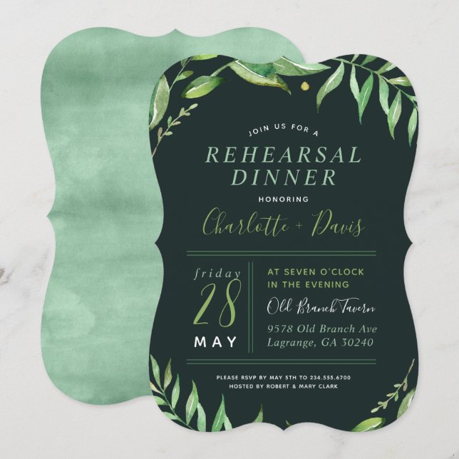 Boho Löv inbjudan till repetitionsmiddag (Fram/baksida)