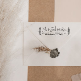 Boho Löv Modern Script Bröllop Returadress Stämpel