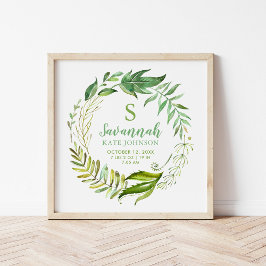 Boho Löv Personlig Baby Birth Stats Poster