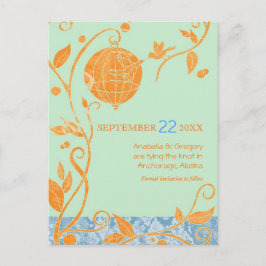 Boho Love birds Mint Bröllop spara datum Meddelande Vykort