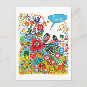 Boho Love birds Vykort
