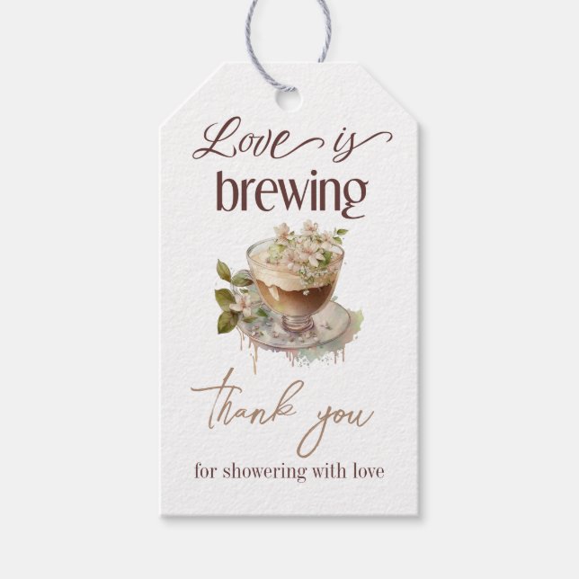 Boho Love brygger Bröllopsduschbrunch med blommor Presentetikett (Framsidan)