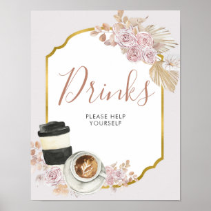 Boho Love bryggs Bröllopsdusch Drycker Skylt