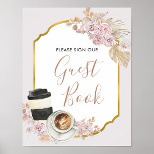 Boho Love bryggs Bröllopsdusch Gästbok Sign Poster