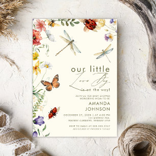 Boho Love Bug Insekter Trollslända baby shower Inbjudningar