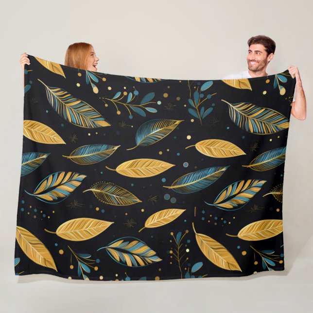 Boho-löven teal sienna fleecefilt (På plats)