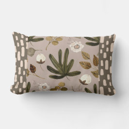 Boho Lövs Beige och Grönt Dekorativ kudde