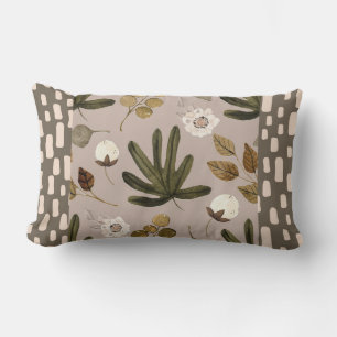 Boho Lövs Beige och Grönt Dekorativ kudde