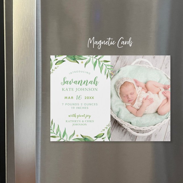 Boho Lövs Magnetic Photo Birth Notice Magnetisk Inbjudningskort (Skapare uppladdad)