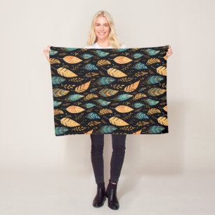 Boho Lövs teal Fleecefilt