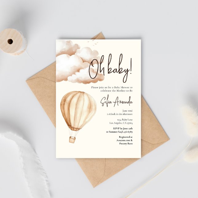 Boho Luft Balloon "Oh Baby" Baby Shower Inbjudningar (Skapare uppladdad)