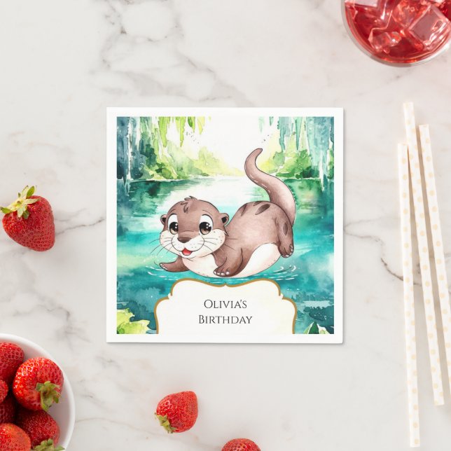 Boho Lugn Otter Birthday Pappersservett (Insitu)