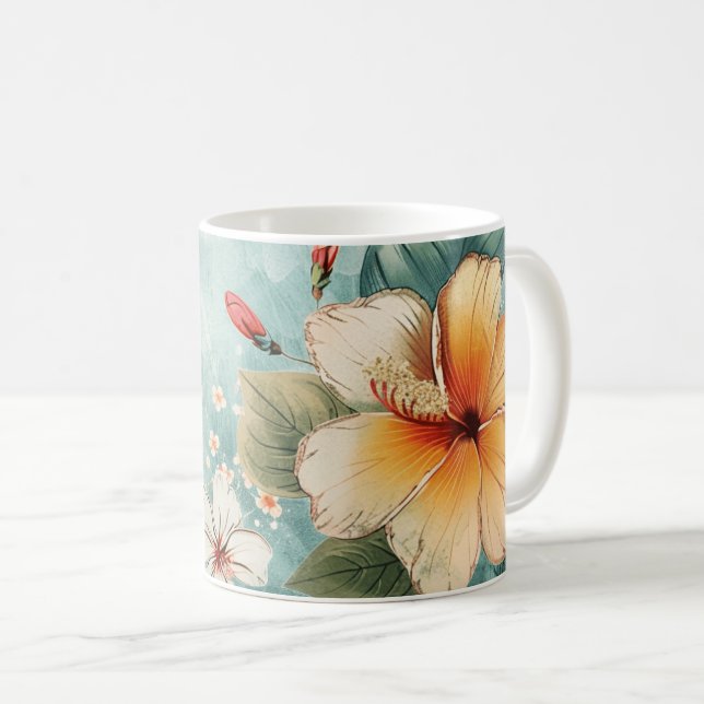 Boho Lugn Tropisk Blomma Kaffemugg (Framsida höger)