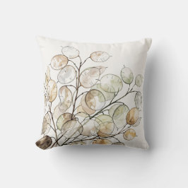 Boho Lunaria Akvarell Botanisk Blommig Kudde