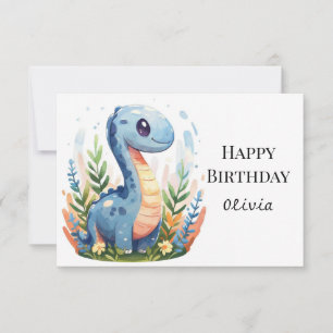Boho Lycklig Dino Birthday Kort