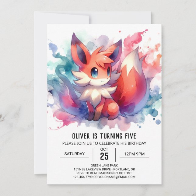 Boho Lycklig Fox Birthday Inbjudningar (Framsida)