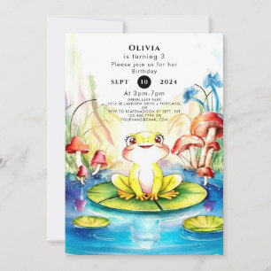 Boho Lycklig Frog Birthday Inbjudningar