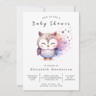 Boho Lycklig Uggla Baby Shower Inbjudningar