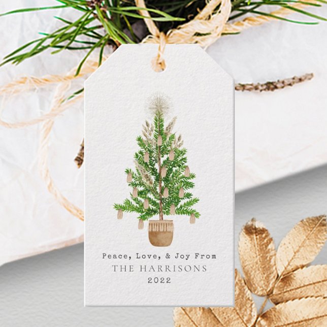 Boho Macrame Julgran Presentetikett (Skapare uppladdad)