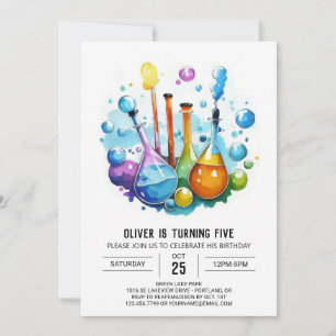 Boho Mad Scientist Discovery Birthday Inbjudningar