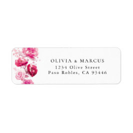 Boho Magenta Het Rosa Blommiga Returadressetikett Returadress Etikett