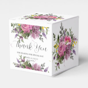 Boho Magenta Lila Rosa Mauve Blommigt Bröllop Presentaskar