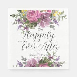 Boho Magenta Rosa Lila Blommigt Bröllop, allt efte Pappersservett