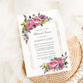 Boho Magenta Rosa Lila Gult Rehearsal Middag Inbjudningar