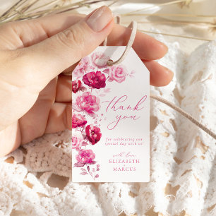 Boho Magenta Shock rosa Blommigt Elegant bröllop F Presentetikett