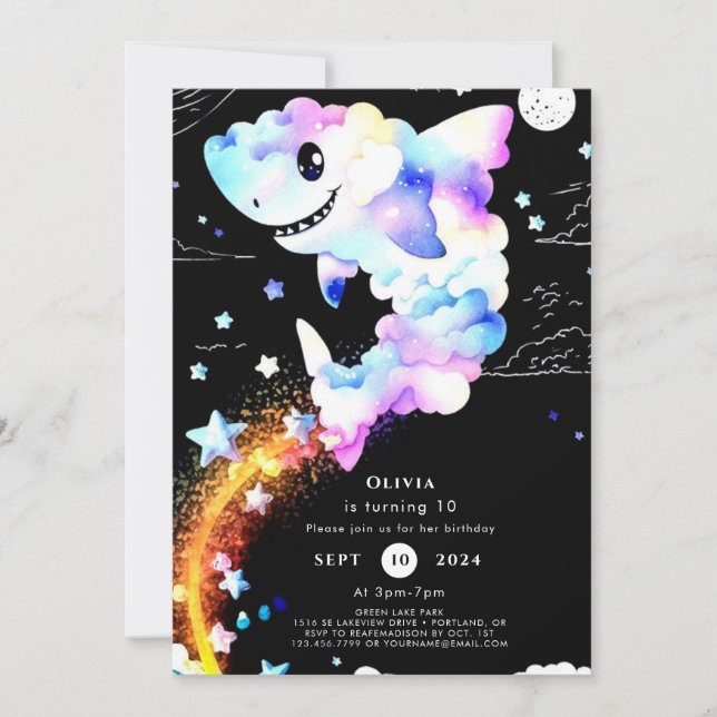 Boho Magic Marine Shark Birthday Inbjudningar (Framsida)