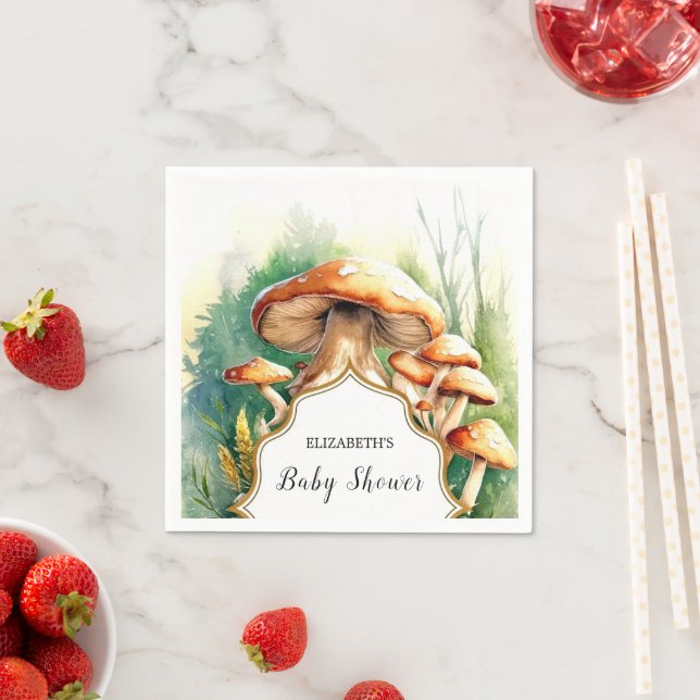Boho Magic Mushroom Baby Shower Pappersservett (Insitu)