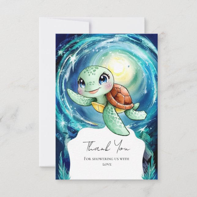 Boho Magic Ocean Turtle Baby Shower Tack Kort (Framsida)