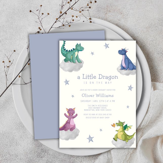 Boho Magisk Liten Drak Bebis Duscharrangemang  Inbjudningar (Boho Magical Little Dragon Baby Shower Invitation)