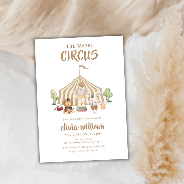 Boho Magisk Safari Cirkus Baby Shower  Inbjudningar (Boho Magical Safari Carnival Circus Baby Shower Invitation)