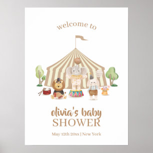 Boho Magisk Safari Cirkus Baby Shower Välkomst Poster