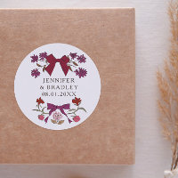 Boho Magneta Rosett band Blommigt Wedding Favor