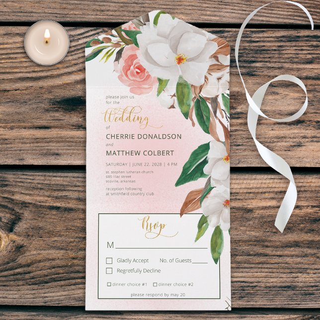 Boho Magnolia Blommigt & Cotton Rosa Middag (Skapare uppladdad)