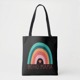 Boho Mama Regnbåge Moderna Färgglada Trendiga Tote Tygkasse