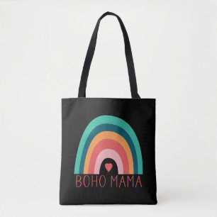 Boho Mama Regnbåge Moderna Färgglada Trendiga Tote Tygkasse