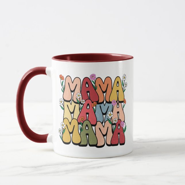 Boho "Mama" Stacked Typography Mugg (Vänster)