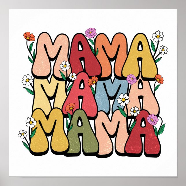 Boho "Mama" Stacked Typography Poster (Framsidan)
