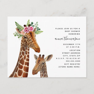 Boho Mamma + Baby Giraffe Baby Shower Inbjudningar