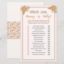 Boho Mamma eller Pappa Baby Shower Guessing Game